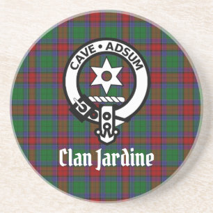 Clan Jardine Crest Badge en Tartan Zandsteen Onderzetter