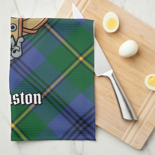 Clan Johnston Crest Kitchen Towel Theedoek (Quarter Fold)