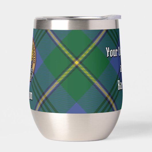 Clan Johnston Crest over Tartan (Links)