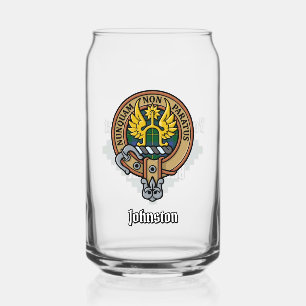 Clan Johnston Crest over Tartan Blikvorm Glas