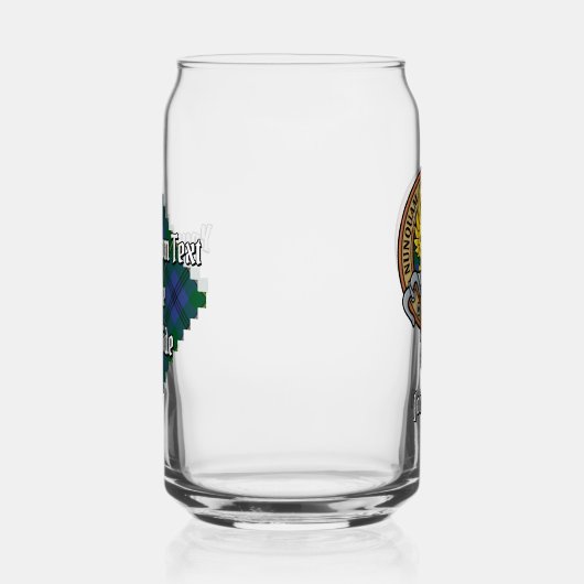 Clan Johnston Crest over Tartan Blikvorm Glas (Rechts)