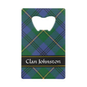 Clan Johnston Crest over Tartan Creditkaart Flessenopener (Achterkant)