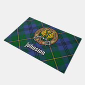 Clan Johnston Crest over Tartan Deurmat (Schuin)