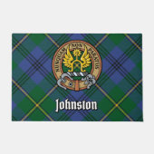Clan Johnston Crest over Tartan Deurmat (Voorkant)