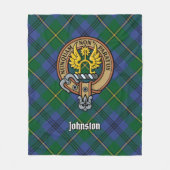 Clan Johnston Crest over Tartan Fleece Deken (Voorkant)