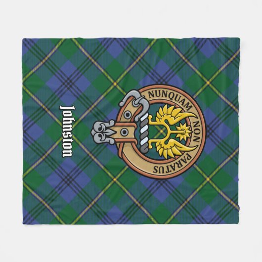 Clan Johnston Crest over Tartan Fleece Deken (Voorkant (Horizontaal))