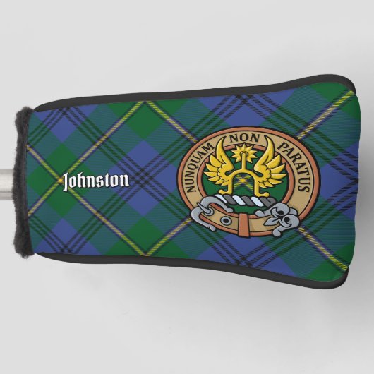 Clan Johnston Crest over Tartan Golfheadcover (Voorkant)