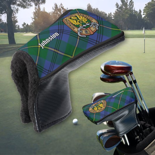 Clan Johnston Crest over Tartan Golfheadcover