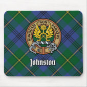 Clan Johnston Crest over Tartan Muismat (Voorkant)