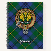 Clan Johnston Crest over Tartan Notitieboek (Voorkant)