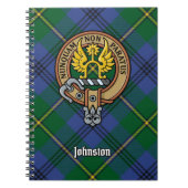 Clan Johnston Crest over Tartan Notitieboek (Voorkant)