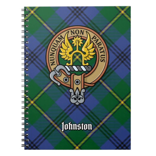 Clan Johnston Crest over Tartan Notitieboek (Voorkant)