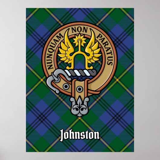 Clan Johnston Crest over Tartan Poster (Voorkant)