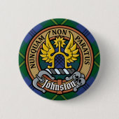 Clan Johnston Crest over Tartan Ronde Button 5,7 Cm (Voorkant)