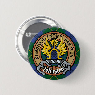 Clan Johnston Crest over Tartan Ronde Button 5,7 Cm