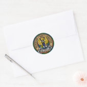 Clan Johnston Crest over Tartan Ronde Sticker (Envelop)