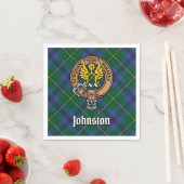 Clan Johnston Crest over Tartan Servet (Insitu)
