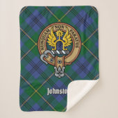 Clan Johnston Crest over Tartan Sherpa Deken (Voorkant)