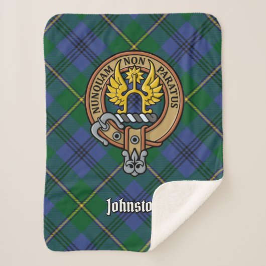 Clan Johnston Crest over Tartan Sherpa Deken (Voorkant)