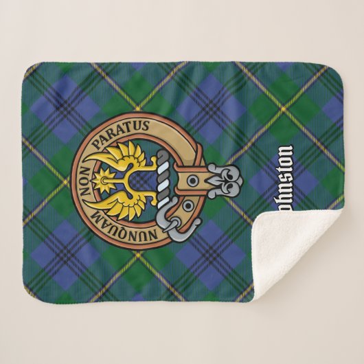 Clan Johnston Crest over Tartan Sherpa Deken (Voorkant (horizontaal))