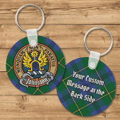 Clan Johnston Crest over Tartan Sleutelhanger