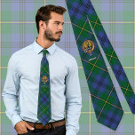 Clan Johnston Crest over Tartan Stropdas<br><div class="desc">Clan Johnston krest badge omgeven door een riem en sluiting over de tartan achtergrond. Aangepaste tekst.</div>