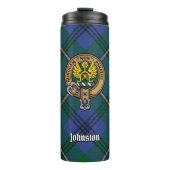 Clan Johnston Crest over Tartan Thermosbeker (Voorkant)