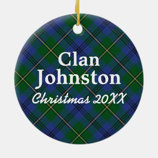 Clan Johnston Scottish Tartan Keramisch Ornament (Achterkant)