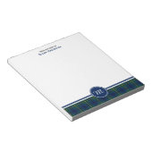 Clan Johnston Tartan Blue en Green Pset Monogram Notitieblok (Schuin)