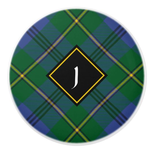 Clan Johnston Tartan Ceramic Knob Keramische Knop (Voorkant)