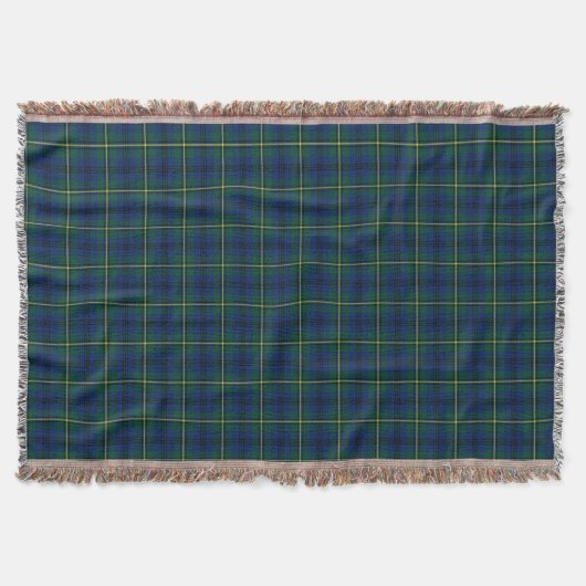 Clan Johnston Tartan Royal Blue en Green Plaid Deken (Voorkant)