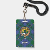 Clan Johnston-wapen over tartan Badge (Voorzijde met lanyard)