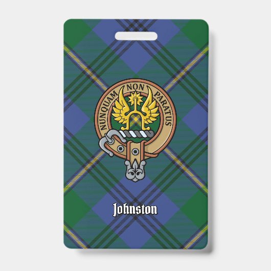 Clan Johnston-wapen over tartan Badge (Voorzijde)