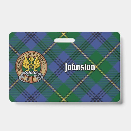 Clan Johnston Wapen over Tartan Badge (Voorzijde)