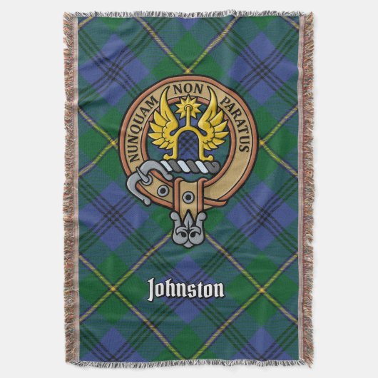 Clan Johnston Wapen over Tartan Deken (Voorkant Verticaal)
