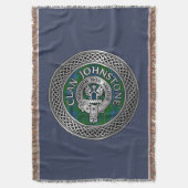 Clan Johnstone Crest & Tartan Knot Deken (Voorkant Verticaal)