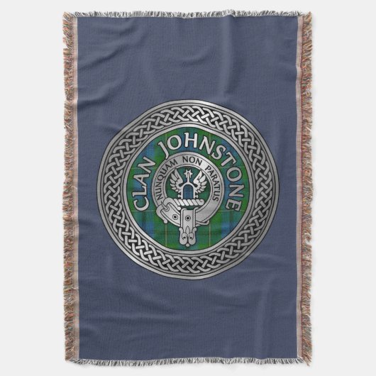 Clan Johnstone Crest & Tartan Knot Deken (Voorkant Verticaal)