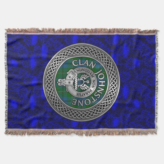 Clan Johnstone Crest & Tartan Knot Deken (Voorkant)