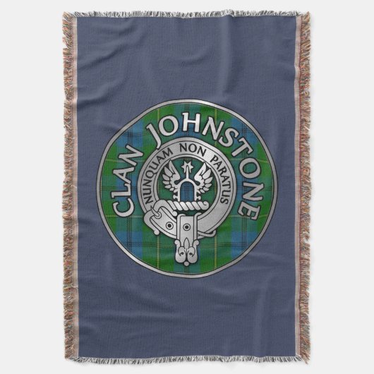 Clan Johnstone Crest & Tartan Knot Deken (Voorkant Verticaal)
