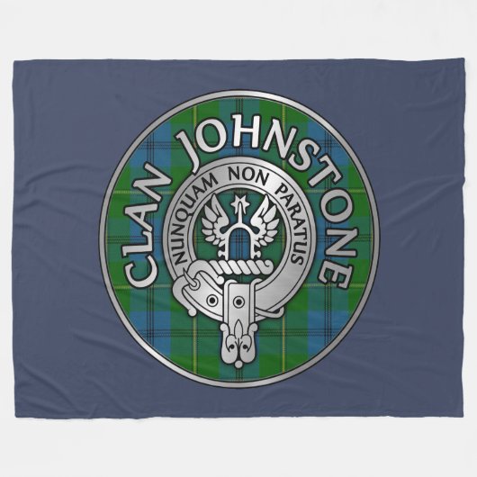 Clan Johnstone Crest & Tartan Knot Fleece Deken (Voorkant (Horizontaal))