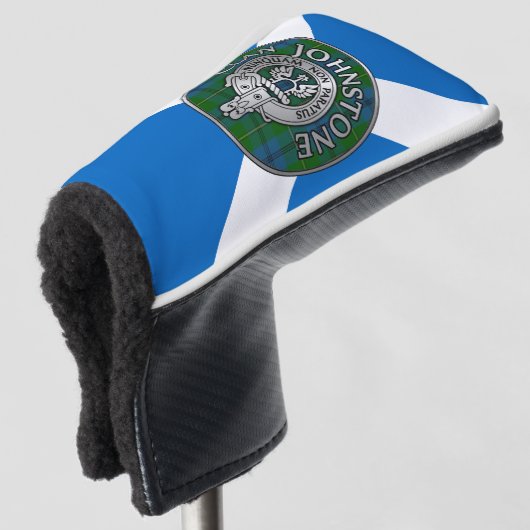 Clan Johnstone Crest & Tartan Knot Golfheadcover (3/4 voorkant)