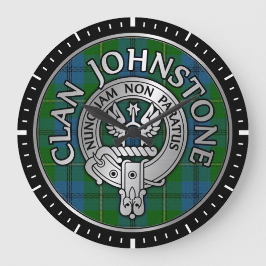 Clan Johnstone Crest & Tartan Knot Grote Klok (Voorkant)