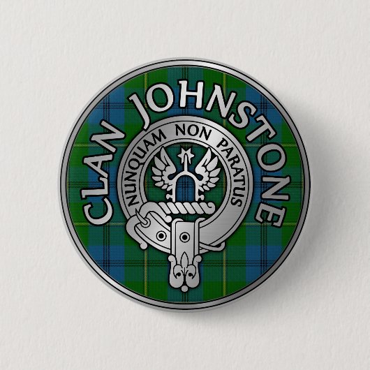 Clan Johnstone Crest & Tartan Knot Ronde Button 5,7 Cm (Voorkant)