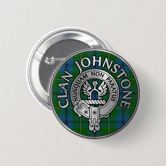 Clan Johnstone Crest & Tartan Knot Ronde Button 5,7 Cm (Voorkant /achterkant)