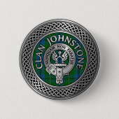 Clan Johnstone Crest & Tartan Knot Ronde Button 5,7 Cm (Voorkant)