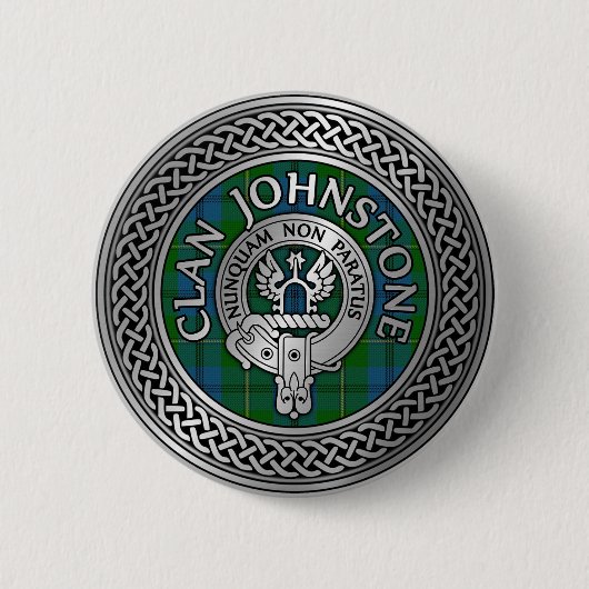 Clan Johnstone Crest & Tartan Knot Ronde Button 5,7 Cm (Voorkant)