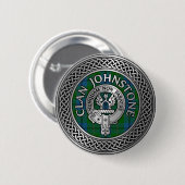 Clan Johnstone Crest & Tartan Knot Ronde Button 5,7 Cm (Voorkant /achterkant)