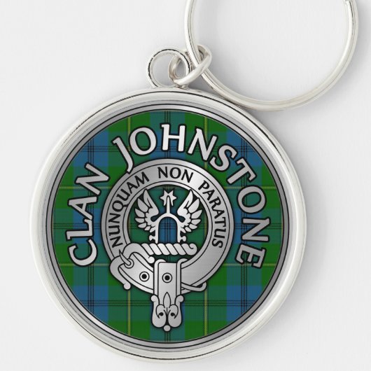 Clan Johnstone Crest & Tartan Knot Sleutelhanger (Voorkant)