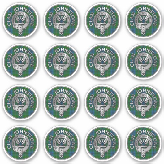 Clan Johnstone Crest & Tartan Knot Sticker (Voorkant)