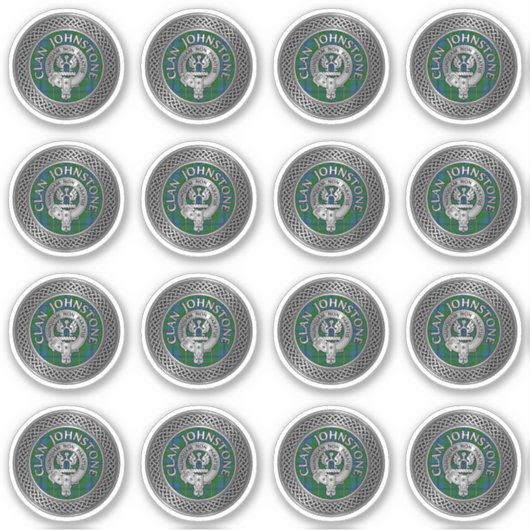 Clan Johnstone Crest & Tartan Knot Sticker (Voorkant)